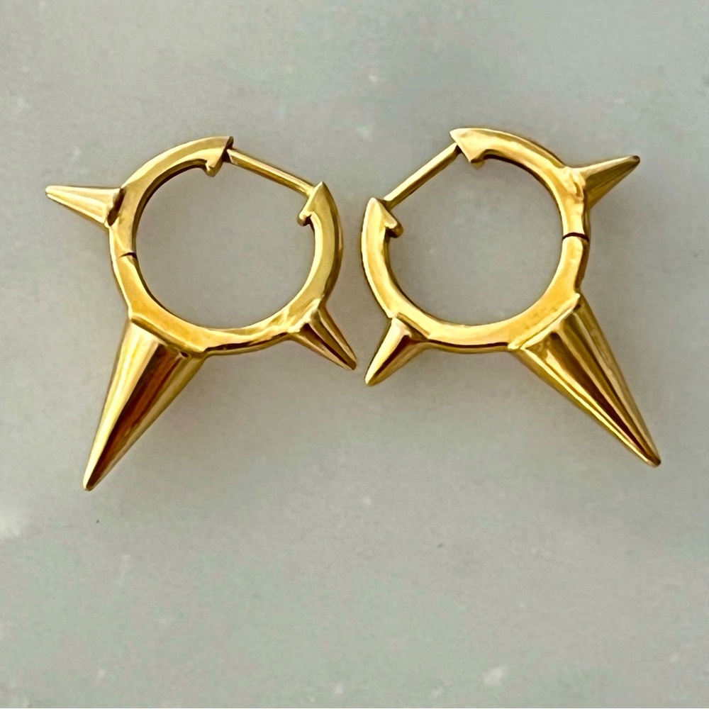 14k SPIKE huggie HOOPS⚡️Maria Tash style⚡️